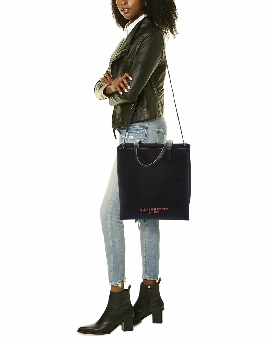 women Golden Goose Logo Canvas & Leather Tote - Image 4