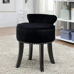 Inspired HomeTaylor Velvet/Linen Vanity Stool