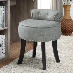 Inspired HomeTaylor Velvet/Linen Vanity Stool