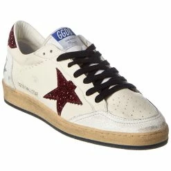 men Golden Goose Ballstar Leather & Glitter Sneaker