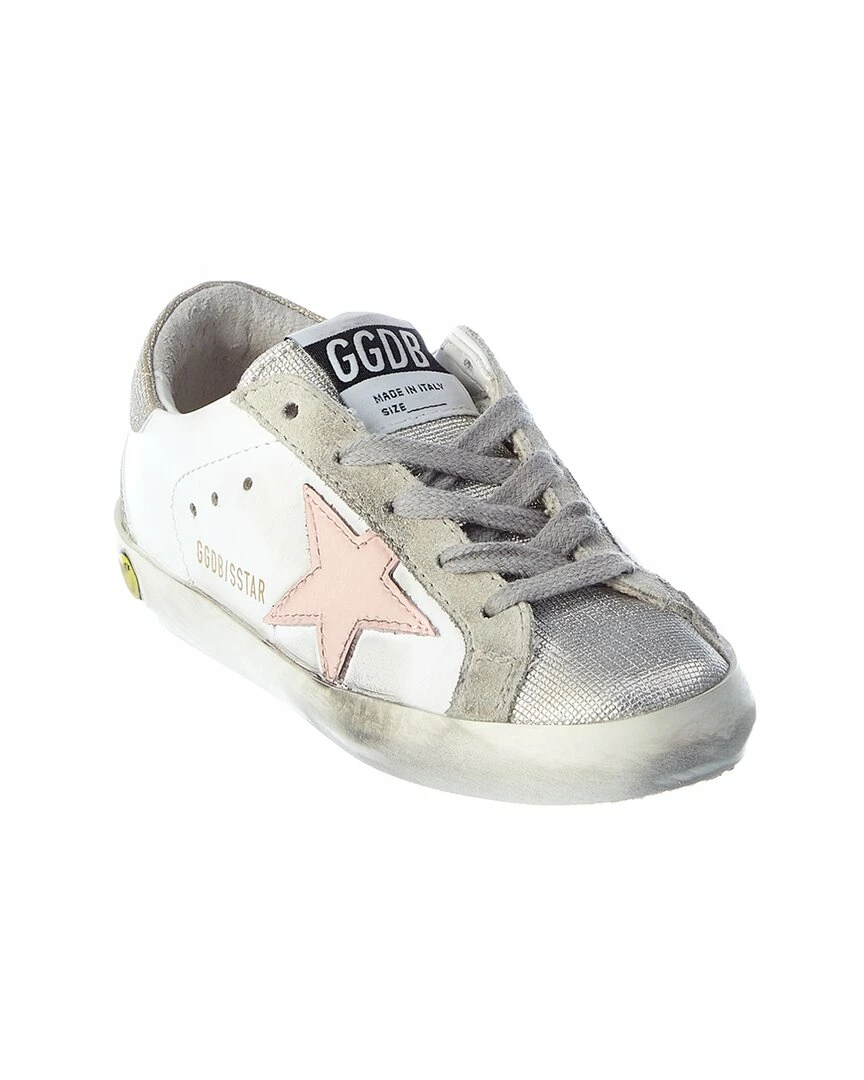 kids Golden Goose Superstar Leather & Glitter Sneaker
